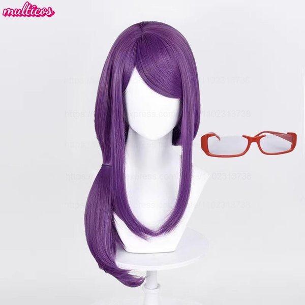 Wysokiej JakośCi Peruka Cosplay Kamishiro Rize 70Cm Fioletowa Odporna Na CiepłO Syntetyczne WłOsy Peruki Rize Kamishiro + Czepek Pod Perukę Blue-image