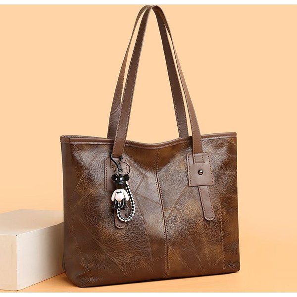Bolso Tote De Gran Capacidad Bolso De Mano Sencillo Y AtmosféRico Bolso VersáTil De Un Solo Hombro Para Mujer Para Desplazamientos Caqui-image