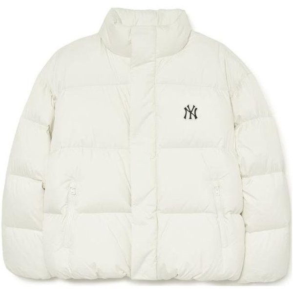Chaqueta De PlumóN Tipo Panal MLB Con Cuello Alto, CóModa Y CáLida, Unisex, Color Crema 3ADJB0736-50CRS L White-image