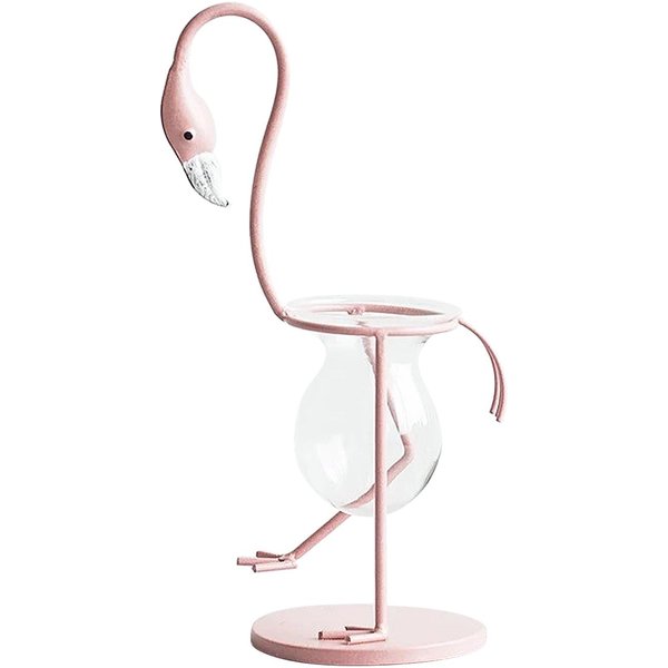 Wazon Hydroponiczny Flamingo Szklany Pojemnik Na Kompozycje Kwiatowe Dekoracja Na Stół Domowy-image
