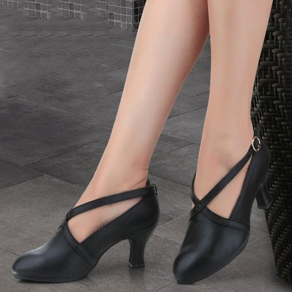 ŚRedni Obcas 5,5 Cm Damskie Buty Do TańCa Buty Do TańCa Latynoskiego Nowoczesne Buty Do TańCa Towarzyskiego 38 Czarny-image