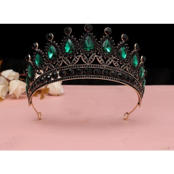 Barokowa Retro Czarna Luksusowa Korona Tiara ŚLubna Suknia ŚLubna Urodziny Korona KróLowej Korona Na Tort Black-image