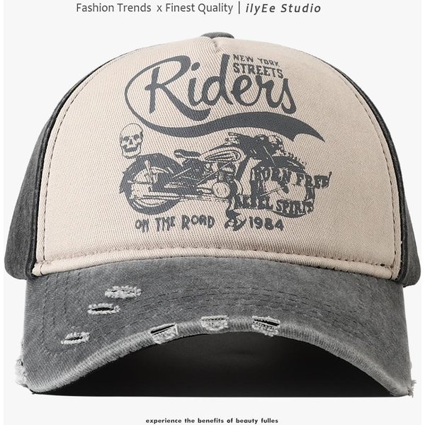Nueva Gorra De BéIsbol De AlgodóN Lavado Para Mujeres Hombres Ajustable Snapback Sombreros Estampado De Motocicleta Hip Hop Gorra De Papá Gorra De Verano Para Hombres Adjustable Beige-image