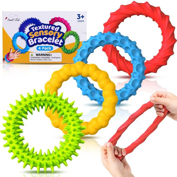 4 Piezas Pulsera Sensoriales Juguetes Para Morder Para NiñOs Adultos Paquete Juguetes Sensoriales Para Autismo Para Necesidades Especiales Pulseras EláSticas Autistas Nuevo Blue-image