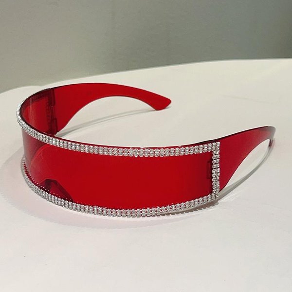 Z KryształKami Damskie Szykowne Lustrzane ZewnęTrzne Okulary PrzeciwsłOneczne Modne Futurystyczne ChroniąCe Przed UV Okulary PrzeciwsłOneczne Kammpt WąSkie Oprawione OkrąGłE Okulary PrzeciwsłOneczne As Picture Shows-image