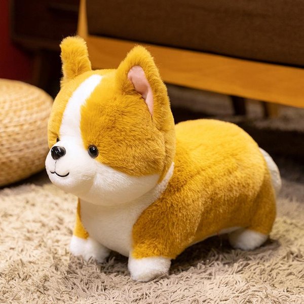 Realistyczny Pluszowy Piesek Corgi Pluszak Uroczy Symulacja Szczeniak Inu Puszysty UspokajająCy Lalka Dla Dziecka Prezent Dla Dzieci Urodziny 19Cm-image