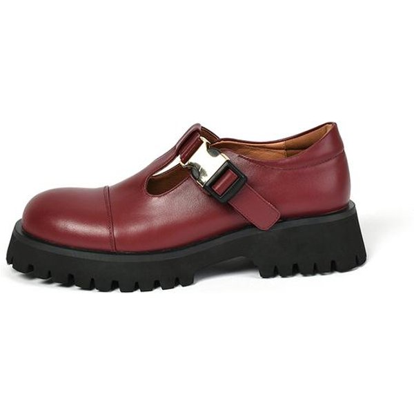 Zapatos De Moda De Cuero Genuino De Plataforma Plana Para Mujer Zapatos De Moda De Plataforma Slip-On Casuales De Punta Redonda Con TacóN Zapatos Hechos A Mano Mujer 34 Negro-image