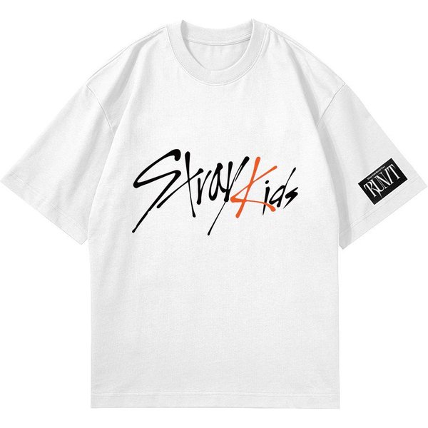 Camiseta Merch Kpop Stray Kids This&That Camiseta GráFica Unisex Manga Corta Casual Holgada Tops De Moda Para Fans Verano Ropa Urbana Hip Hop M White-image
