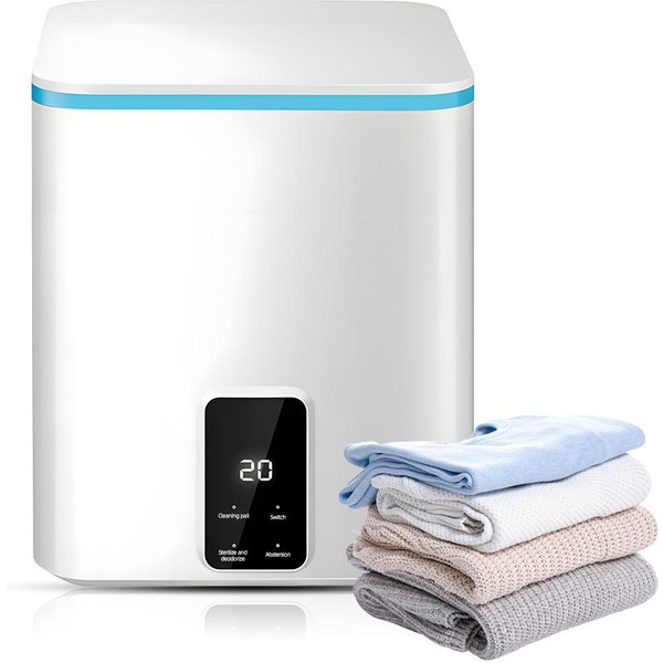 Lavadora PortáTil PequeñA Con Luz Azul, Minilavadora De 3,8 L, 3 Modos De Limpieza Profunda US Plug Blanco-image