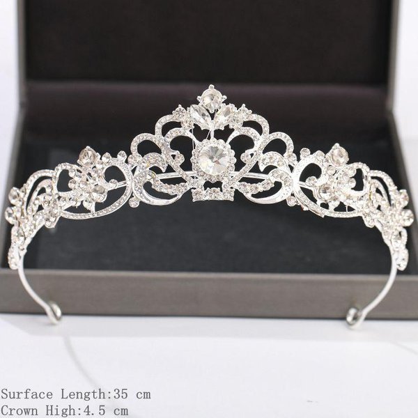 Corona De Color Plata Y Tiara Accesorios Para El Cabello Para Mujeres Accesorios De Boda Corona Para Novia Cristal Diamante De ImitacióN Diadema Tiara White-image
