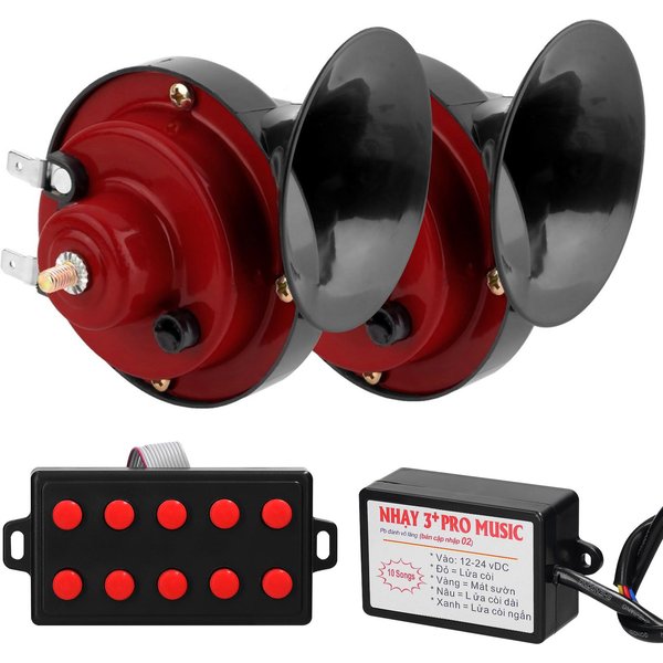 2 Uds 12 V Bocina Universal De Doble Tono Bocina De Aire Para Motocicleta Y Coche Bocina De Caracol EléCtrica Fuerte Resistente Al Agua 10 Sounds(Button Type) Rojo-image