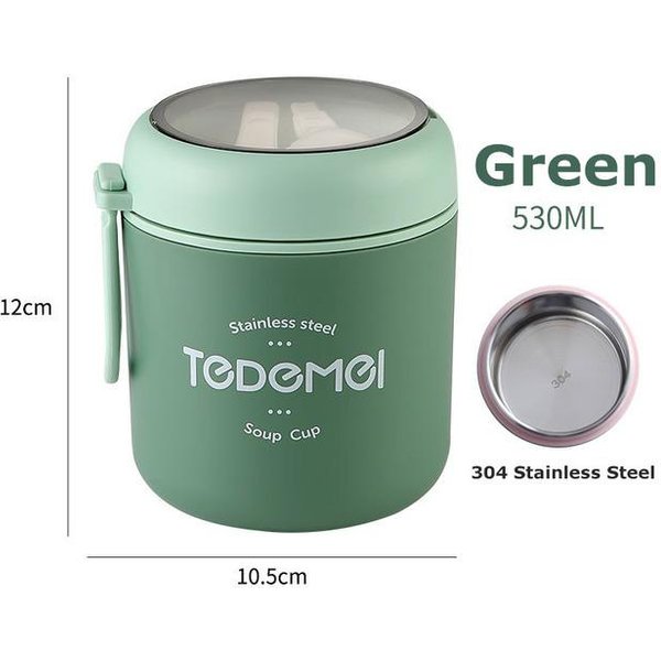 Taza De VacíO De Acero Inoxidable Sopa Fiambrera Almacenamiento Calentador Con Cuchara Tarro TéRmico Para Alimentos Contenedores IsotéRmicos Para Sopa Nevera-image