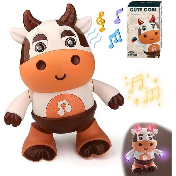 Vaca Danzante Juguete Para Bebé Vaca PequeñA Cantante Y Bailarina MuñEca EléCtrica Juguete Musical Interactivo Para Gatear Juguete Educativo Sensorial Para NiñOs PequeñOs-image
