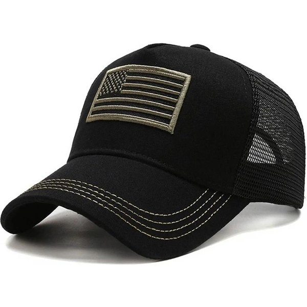 Letnia OddychająCa Czapka Z Daszkiem Siatkowa Z Flagą Usa MężCzyźNi Kobiety Czapki Taktyczne Unisex Czapki Hip Hopowe Sporty Na ŚWieżYm Powietrzu Czapki Trucker-image