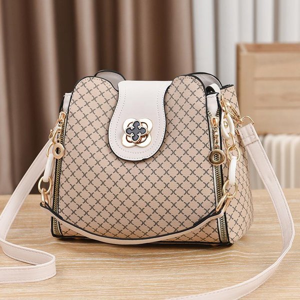 Nowa Damska Torebka Torba Luksusowy Design Wiadro Torba Na Ramię Crossbody Odwróć Nadruk W Kratkę DużA Pojemność Pojedyncza Torba Na Ramię 23X11X19Cm-image
