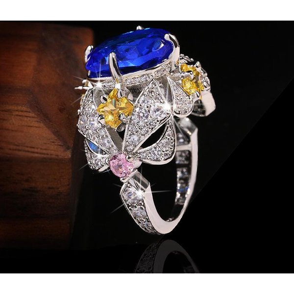 JoyeríA De Gran Venta En Europa Y AméRica Anillo De Zafiro ZircóN Colorido Flores Moda Zorro Anillo De Personalidad Temperamento No. 10-image