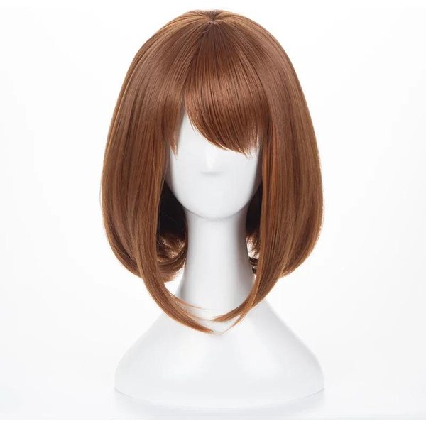 Anime My Hero Academia Ochako Uraraka Syntetyczne Peruki KróTki BrąZowy Bob Odporne Na CiepłO Peruka Kostiumowa Cosplay Brown-image