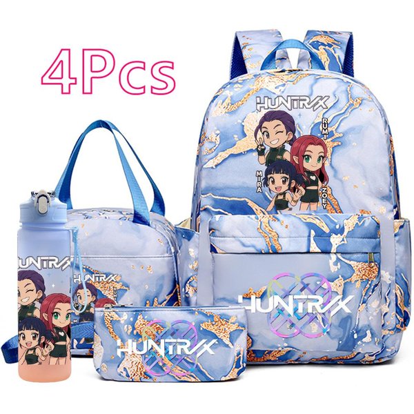 4 Piezas/Set K-Pop Impreso Mochila Bolso Estuche Con Botella De Agua De 750 Ml Para Adolescente NiñO NiñA Mochila Escolar Estudiante Gran Capacidad Mochila-image