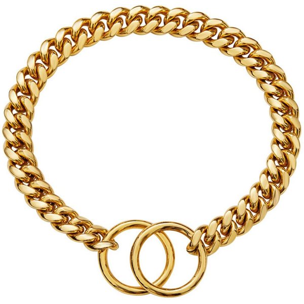 Collares De Cadena De Estrangulamiento De Metal Para Perros Grandes, Pitbull, Bulldog, Duraderos, De Acero Inoxidable, Antideslizantes, Para Perros 22Inch-55Cm Oro-image