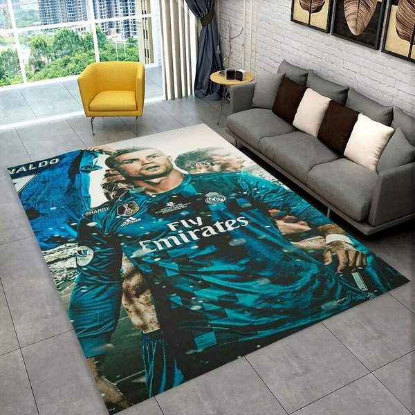 CR7 Kozioł Ronaldo Gwiazda PiłKi NożNej Dywanik Do Pokoju Zabaw Sypialni Salonu Kanapy WystróJ Domu, Dywanik Dla Dzieci Mata PodłOgowa AntypośLizgowa Prezent 100X150Cm-image