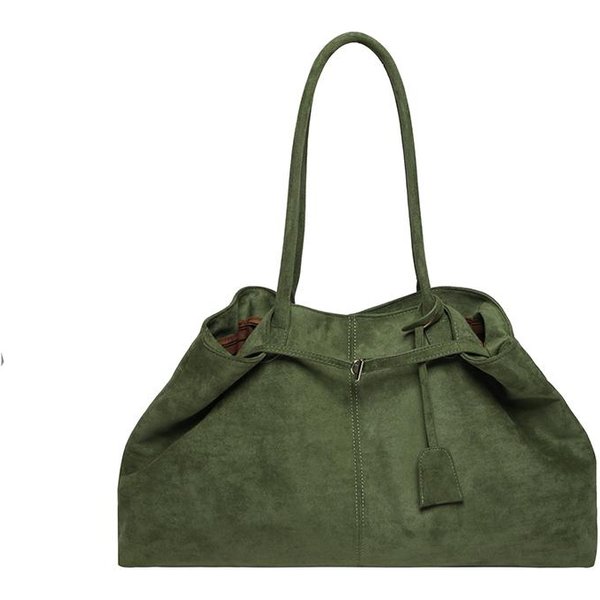 Damska Torba Tote Z Zamszu Jednokolorowa Torba Na Ramię DużA Pojemność Torebka Modny Listonoszka Do Pracy PodróżY 51Cm 11Cm 30Cm Zielony-image
