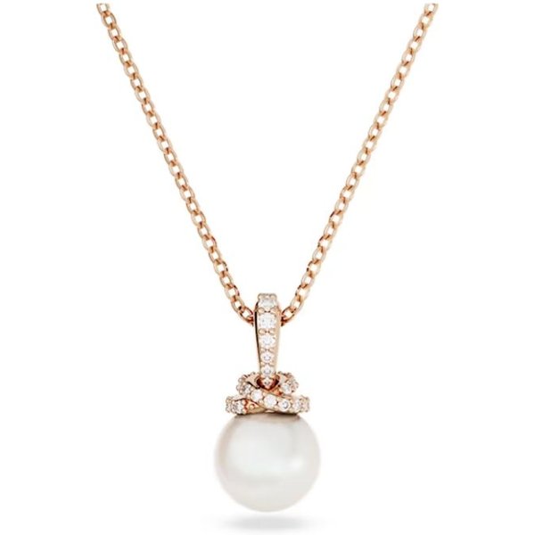 Swarovski Originalmente Lujo Ligero Circonita CúBica Perla Tono Oro Rosa Cristal De ImitacióN Perla De ImitacióN Collar Collar Para Mujer 5669523 Box (Random Color) Beige-image