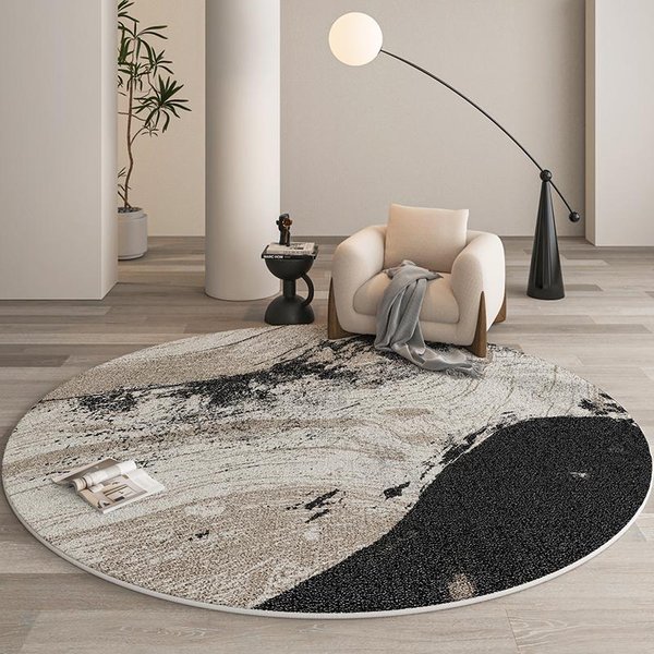 Nowoczesny Styl Dekoracja Sypialni OkrąGłY Dywan Jasny Luksusowy Dywany Do Salonu Puszysty MięKki Mata PodłOgowa Do Gabinetu Zmywalny Domowy Pluszowy Dywan 80X80Cm-image