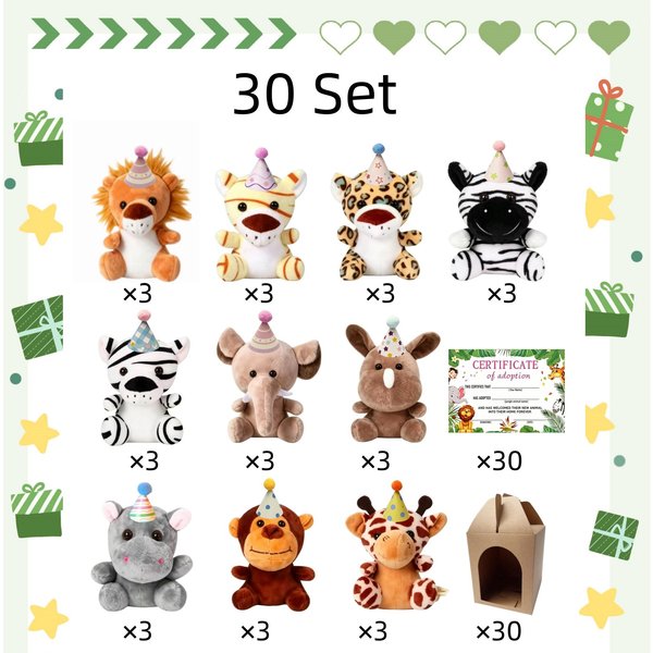 10-50 Piezas Adopta Un Animal Fiesta Favores Mini Animales De Peluche Safari Al Por Mayor Juguete De 12 Cm Set De Animales De Peluche De La Jungla Favores De Fiesta Regalo DecoracióN-image