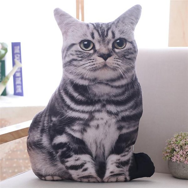 Almohada De Peluche De Gato Suave Rellena Animal Realista CojíN DecoracióN De Sofá Juguete De Peluche Dibujos Animados NiñOs NiñA Kawaii Regalo-image