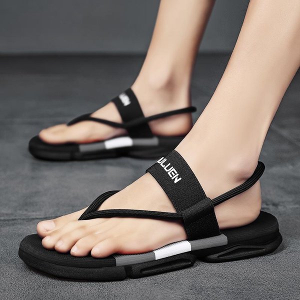 Chanclas De Verano Para Hombre Antideslizantes Resistentes Al Desgaste Pantuflas De Interior Sandalias De Playa De Moda Para Exteriores Ligeras Transpirables Pantuflas Para Hombre 44 Black-image