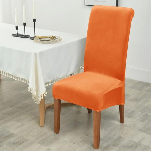 1/2/4/6 Piezas Funda De Silla De Terciopelo Suave EláStica Respaldo Alto Silla De Comedor Asiento Funda Color SóLido Funda De Silla Para Comedor Cocina 1Pc Chair Cover-image