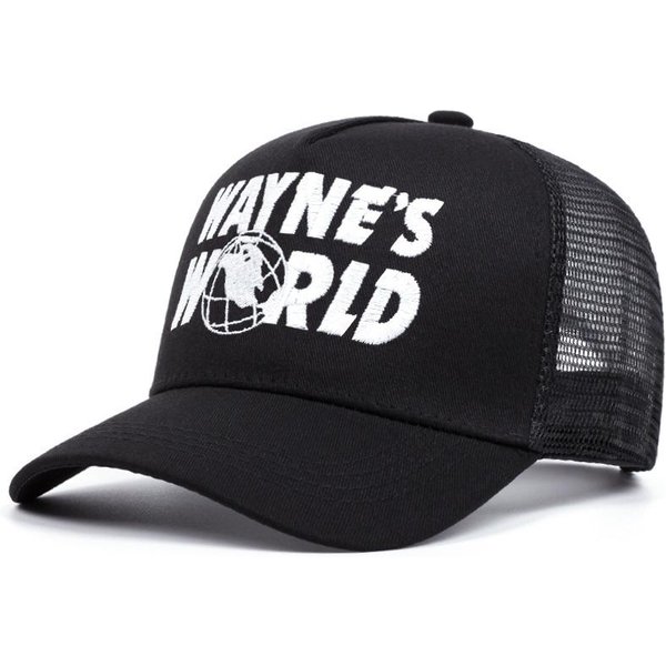 Gorra De BéIsbol Bordada Wayne's World Para Hombres Y Mujeres Gorra Para Eventos Deportivos Al Aire Libre Gorra De Camionero Americana Tendencia Moda 54-61CM Black-image