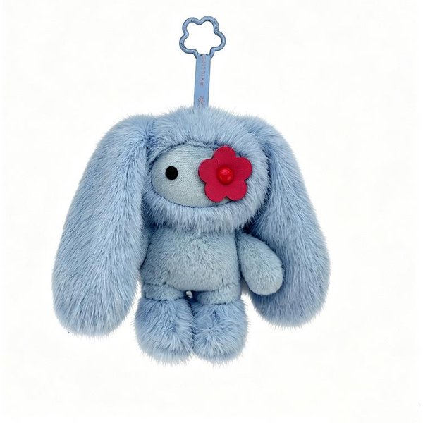 Pluszowa Lalka KróLiczek Z Kwiatowymi Oczami Uroczy KróLiczek Juju Pluszowy Brelok Kawaii ZwierząTko Z DłUgimi Uszami Zawieszka Do Torby Brelok Do Samochodu Zabawka Prezent Dla Dziewczynki Gray-image