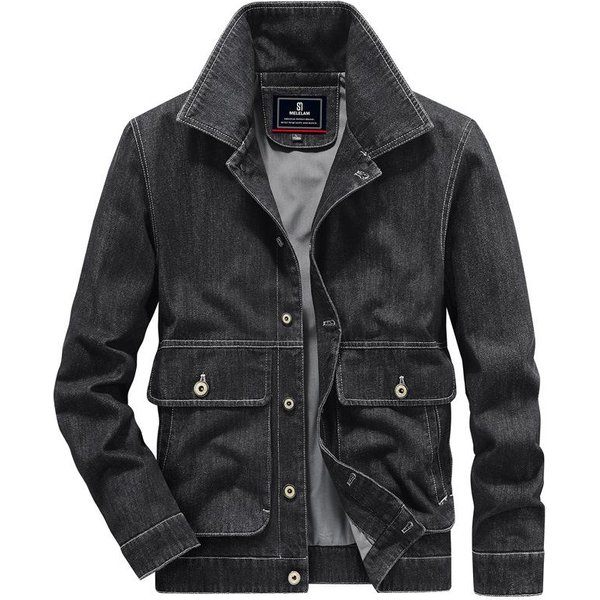 Chaqueta De Hombre Chaqueta Vaquera OtoñO Nuevo Moda Juvenil Trendy Chaqueta Vaquera De Primavera Para Hombre 4XL Black-image