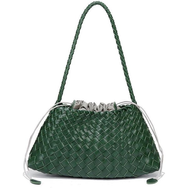 RęCznie Tkana Torba Na Ramię Crossbody Prosta Codzienna Damska Torebka Podpachowa Modna PółKsiężYc MięKka SkóRzana Torebka PU Gray-image