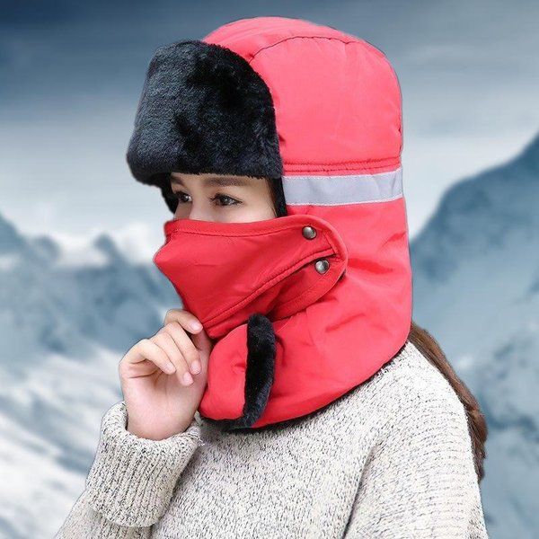 Invierno Exterior Esquí Gorro CáLido Grueso MáScara Bufanda Noreste Ciclismo FríO Gorro MáScara Hombres Gorro Lei Feng Mujeres Average Size Red-image