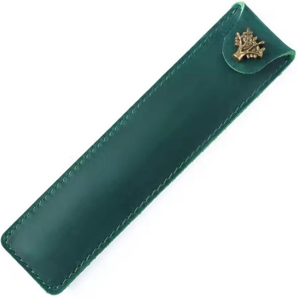 Estuche De Cuero Genuino Para BolíGrafos Funda Creativa Para BolíGrafos Hecho A Mano Bolsa Para BolíGrafos Personalizada Retro Bolsa PequeñA De Almacenamiento Verde-image