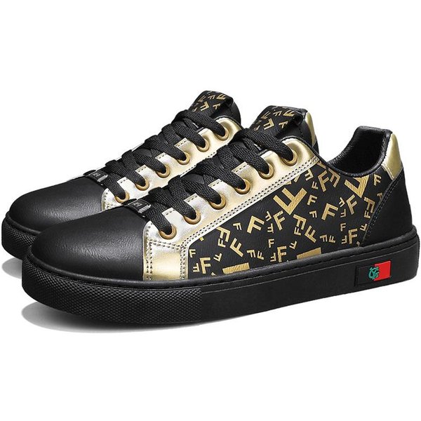 Buty Do Chodzenia MęSkie PłAskie Wygodne SkóRzane Casualowe Wysokiej JakośCi Modne Buty Skate Sznurowane Oryginalne Trampki MęSkie 44 Black-image