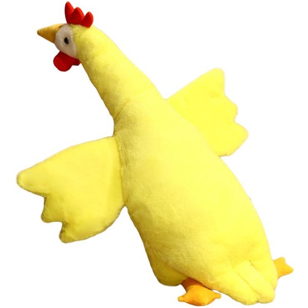 Peluche De Pollito Amarillo Blanco Esponjoso De 50 Cm, Juguete De Peluche Relleno, Acostado, Granja De Dibujos Animados, Animal De Peluche, CompañEro, Regalo Calmante 50Cm-image