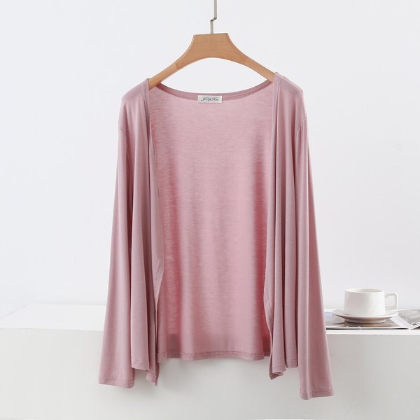 CáRdigan Abierto Por Delante De Manga Larga Para Mujer Ajustado De Punto De Viscosa Liso Capa Exterior Fina Para Primavera Verano OtoñO 6XL-image