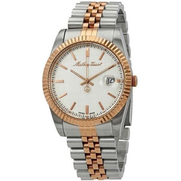 Reloj Mathey-Tissot Mathy III De Cuarzo En Acero Inoxidable De Dos Tonos Y Esfera Blanca H810RA Para Hombre Blanco-image
