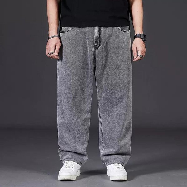 Pantalones Vaqueros De Hombre De Talla Grande, Pierna Ancha Recta, Cintura EláStica, Para OtoñO 28-image