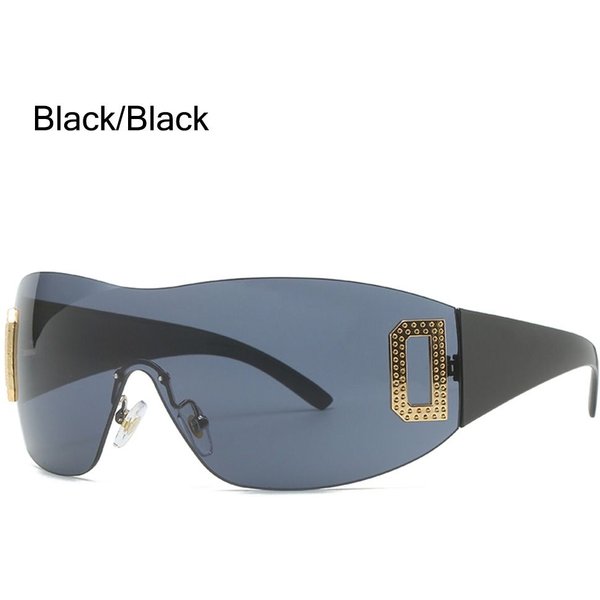 Gafas De Sol De Moda Sin Montura Gafas De Sol Y2K Adecuadas Para Damas Gafas De Sol Deportivas Punk Wraparound Gray-image
