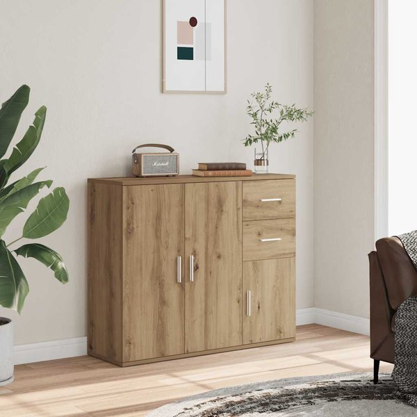 Vidaxl Armario, Roble Artisan, 91X29,5X75 Cm, Material Derivado De La Madera-image