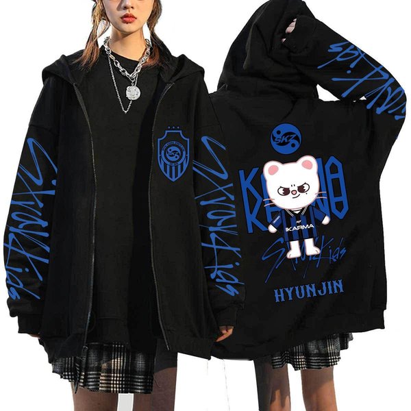 Stray Kids Moda Vintage Bluzy Kobiety MężCzyźNi Unisex Jesień Zima Nowe Pulowery Z DłUgim RęKawem Elegancka Odzież Uliczna Casualowy LuźNy Top S-image