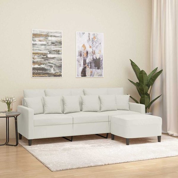 Vidaxl Sofá De 3 Plazas, Crema, 180 Cm, Tapizado De Terciopelo-image
