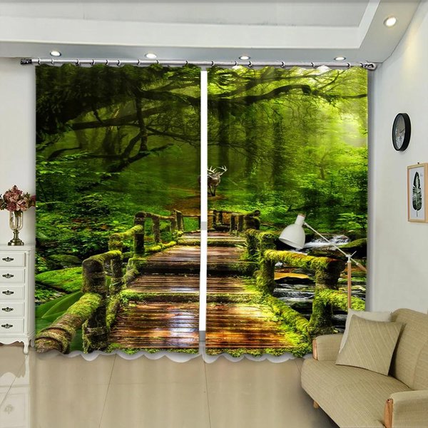 Paisaje Escenario Natural Paisaje Marino Gaviota Cortinas Persianas Para Sala De Estar Dormitorio BañO Cocina Puerta DecoracióN Del Hogar 2 Piezas (W50H130Cm)-2Pcs&Grommet Top-image