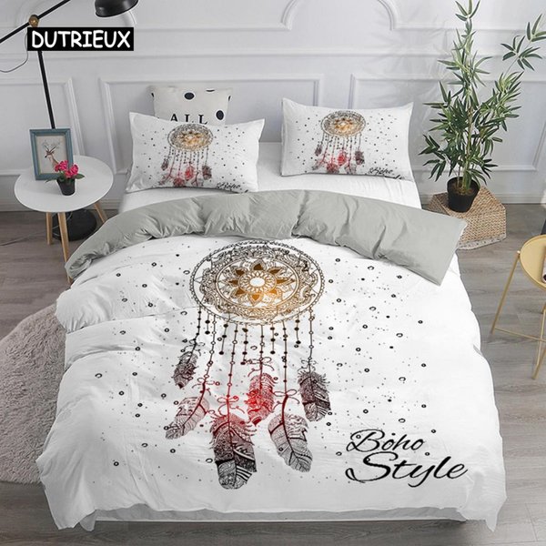 Juego De Cama AtrapasueñOs Estilo Boho Elegante Funda NóRdica TamañO Queen 240X220 Funda NóRdica ÉTnica TamañO Twin TamañO Full TamañO King TamañO Colcha Cubrecama EU Single(135X200Cm)-image