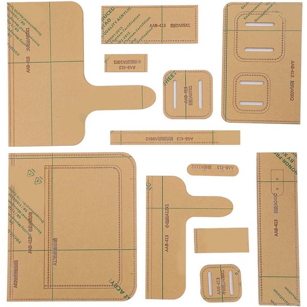 12 Piezas Plantilla AcríLica Para Bolso De Hombro PatróN De Cuero DIY Hecho A Mano Dibujo Suministros Para Manualidades-image