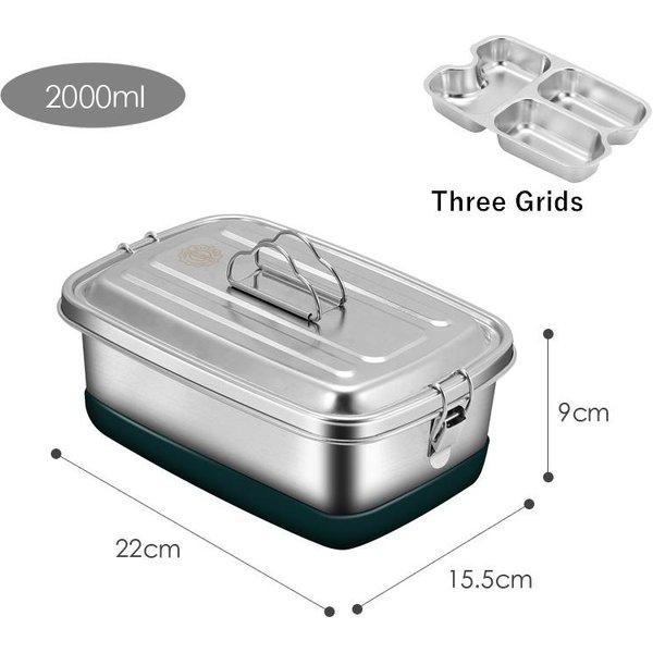 304 Stal Nierdzewna Lunch Box Dwuwarstwowy Uszczelniony Termiczny Bento Box PrzenośNy Pojemnik Do Przechowywania ŚWieżOśCi ŻYwnośCi Miska Grzewcza-image
